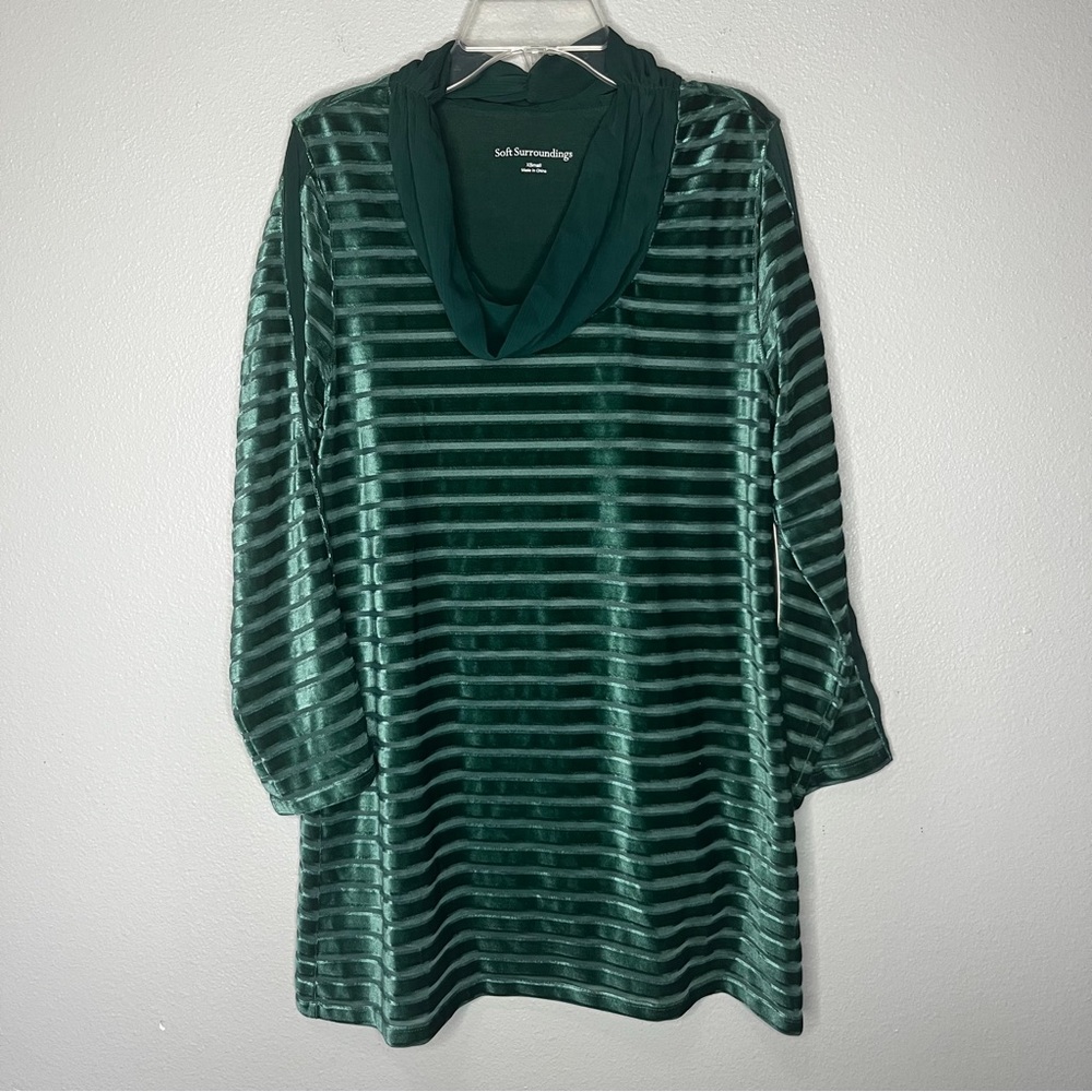Soft Surroundings‎ Meri Velvet Top Women XS Evergreen Forest Sheer Lined NWT